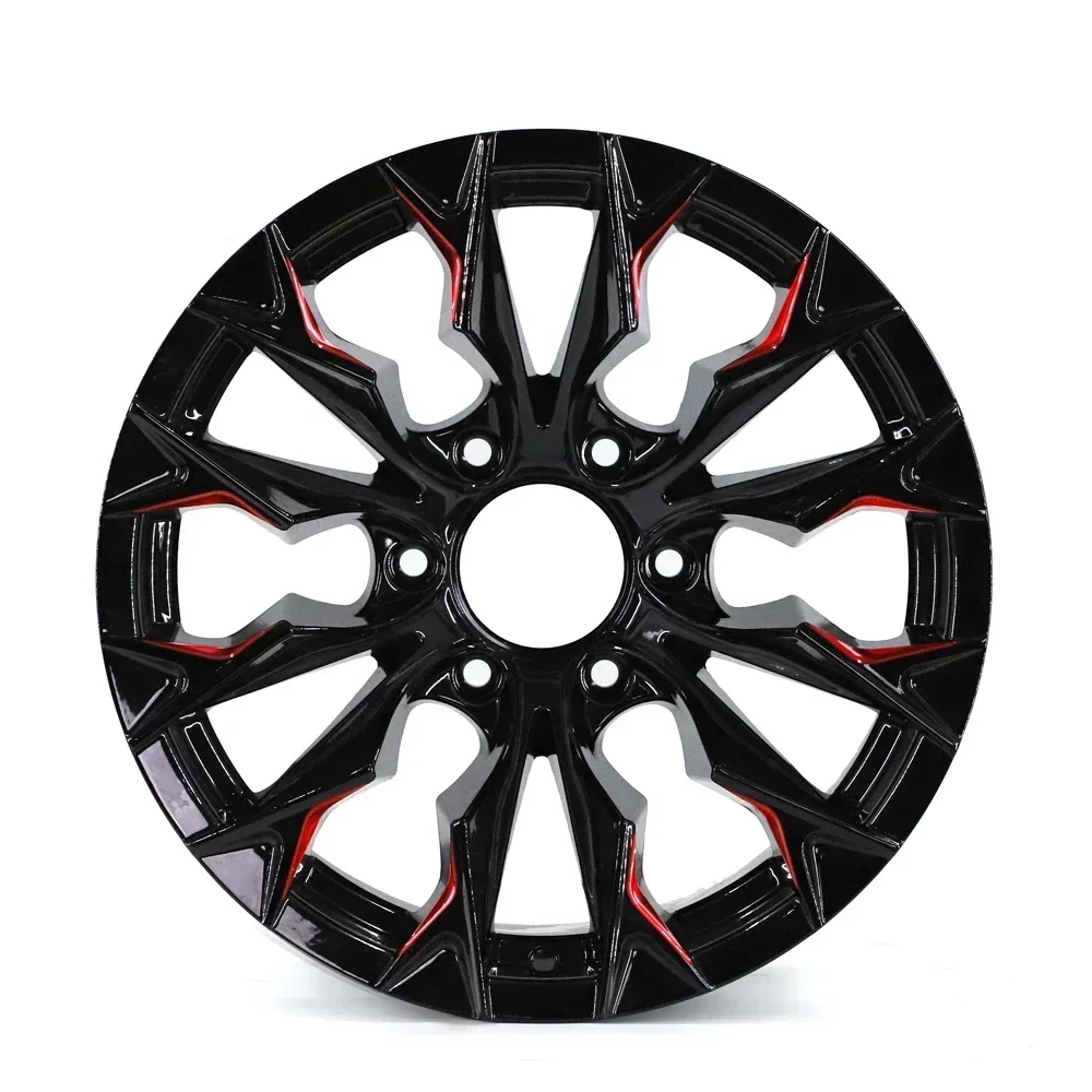 Aluminum Alloy Car Rims 6 Holes 116/17 Inch  Passenger Car for Replace and Repair Customized Size Black  Machine Face