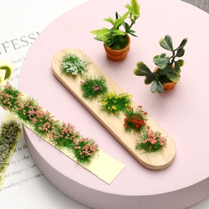 1 conjunto de flor em miniatura conjunto jardim decoração diy grama tufts layout do edifício cenário estático modelo 9*1*0.6cm durável mesa areia 12 principais vendas minhatura de predio - №1