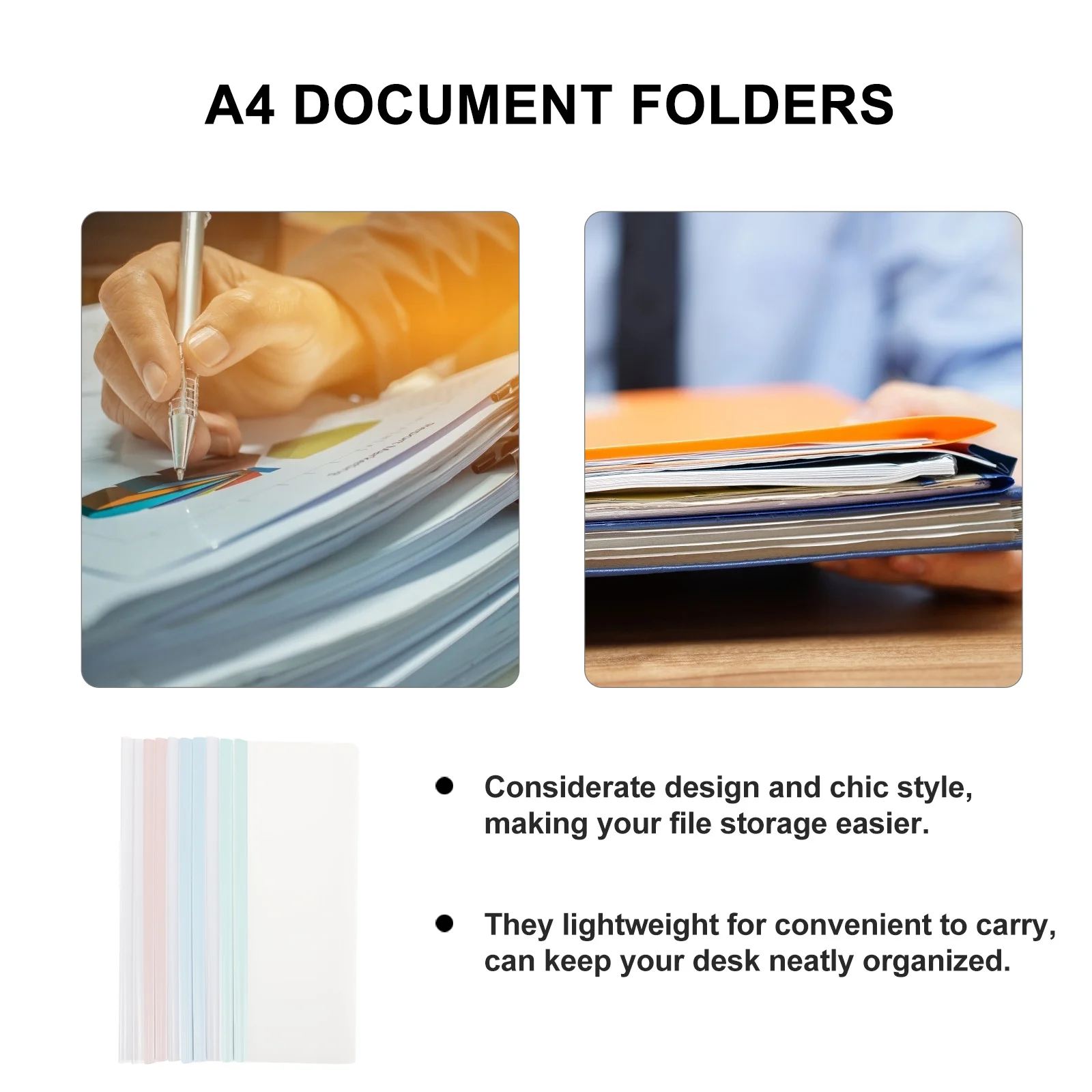 

10Pcs File Folders Portable A4 Document Organizer Lightweight Storage Holders for Office Desk A4 Document Folders