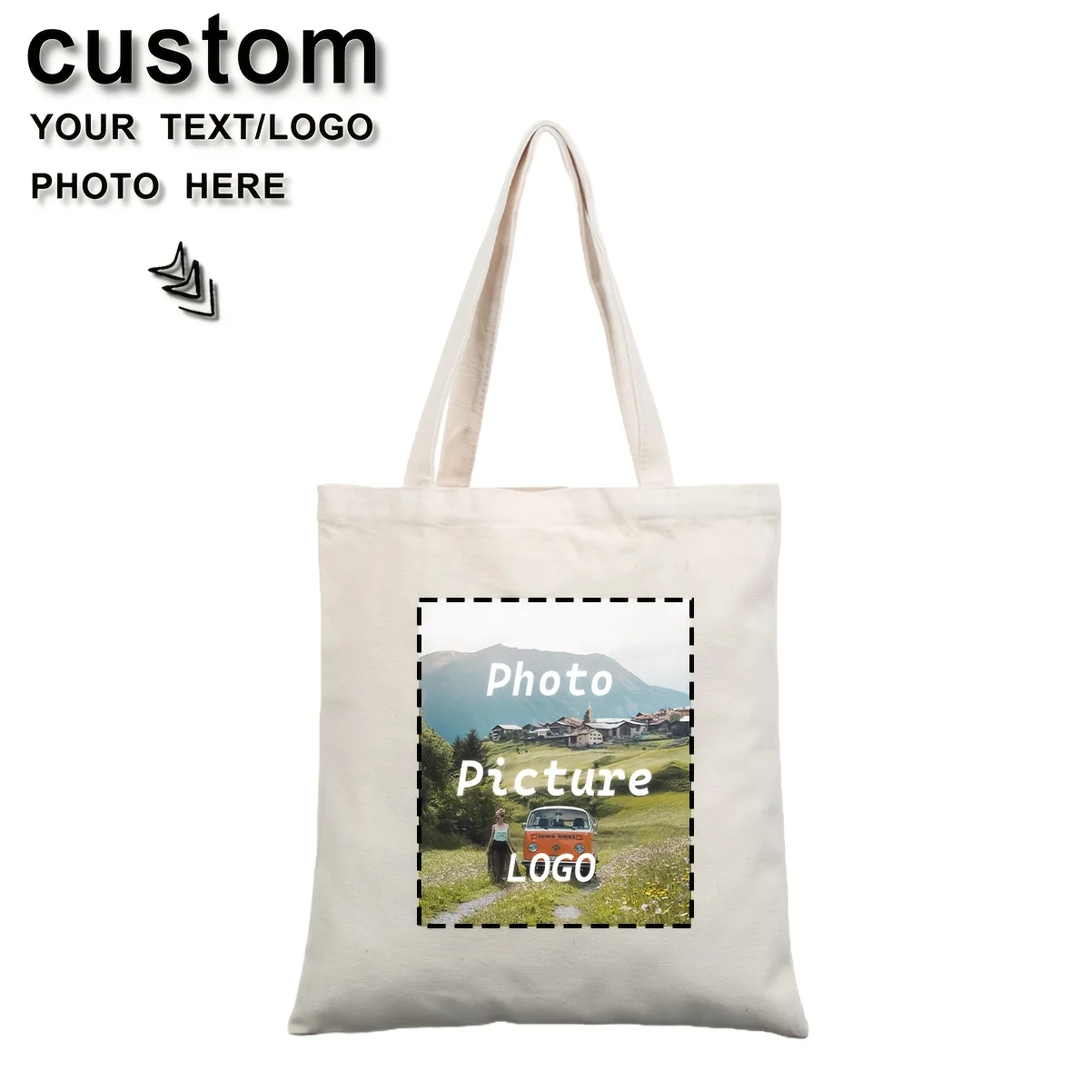Custom Personalized Women'S Bag Photo, Text, Logo, Pattern Spray Printing 1pc Or Batch Customization Bridal Favors Holiday Gifts