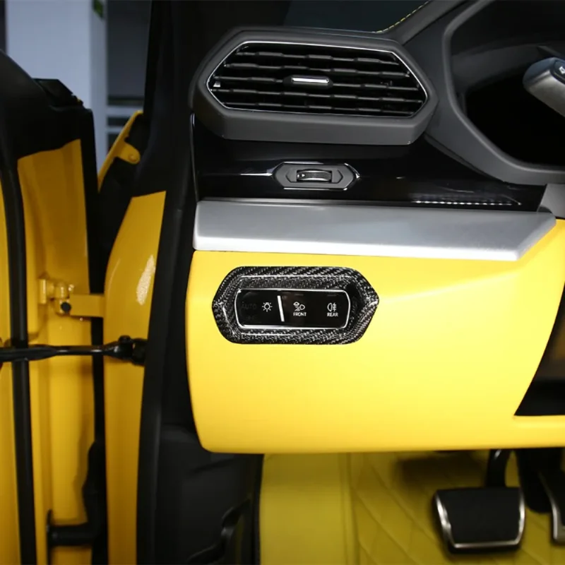 

For Lamborghini URUS Dry Carbon Fiber Styling Headlight Switch Decorative Frame Sticker Interior 2018-2023 Accessories