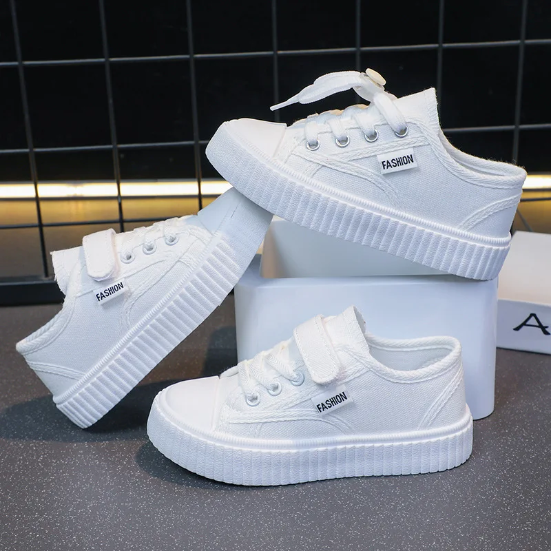 

Children's Canvas Shoes 2025 Summer New Students White Shoes Boys Sports Shoes Girls Breathable Casual Shoes Children's Shoes