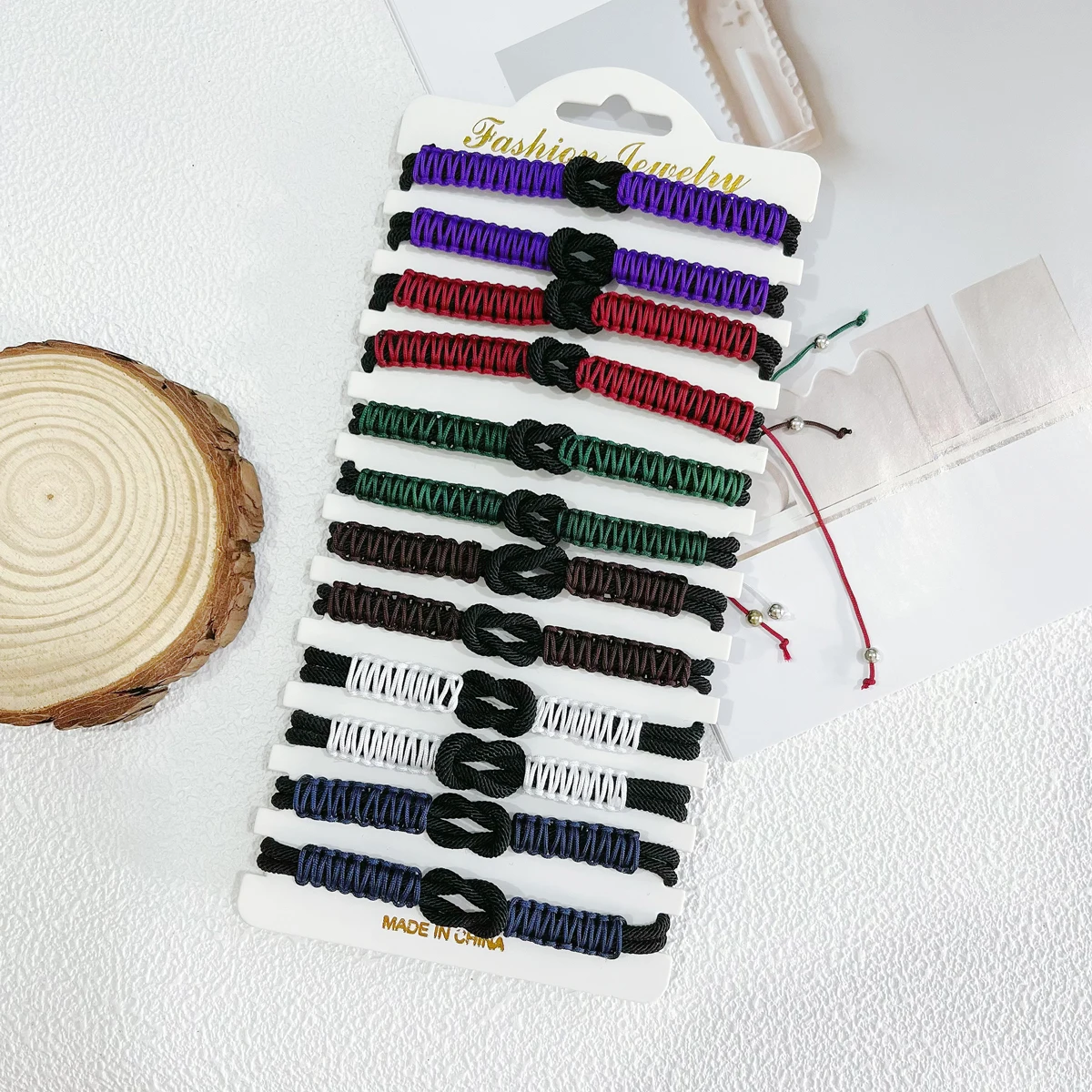 Juego de 12 piezas de pulsera tejida de 8 bytes, regalo de festival, nudo corazón a corazón, pulsera ajustable para pareja
