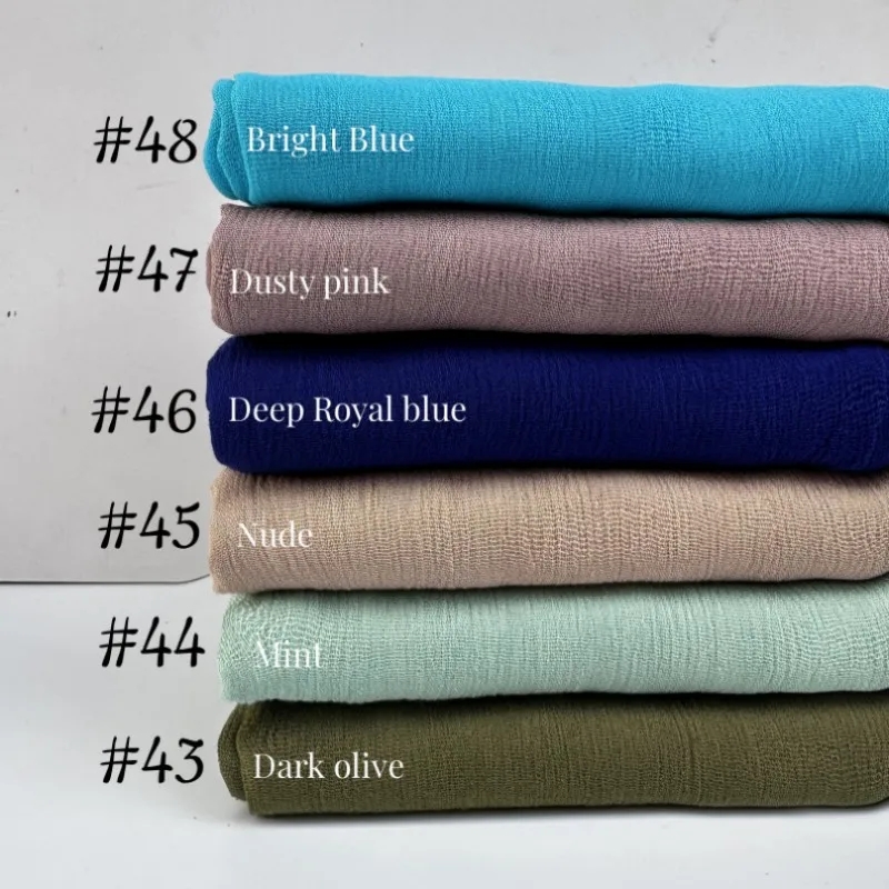 95-Farben-Schal aus weicher Baumwoll-Viskose, Rayon-Material, muslimischer Hijab, nahöstlich, einfarbig, Kopftuch mit Quaste – Detail 13