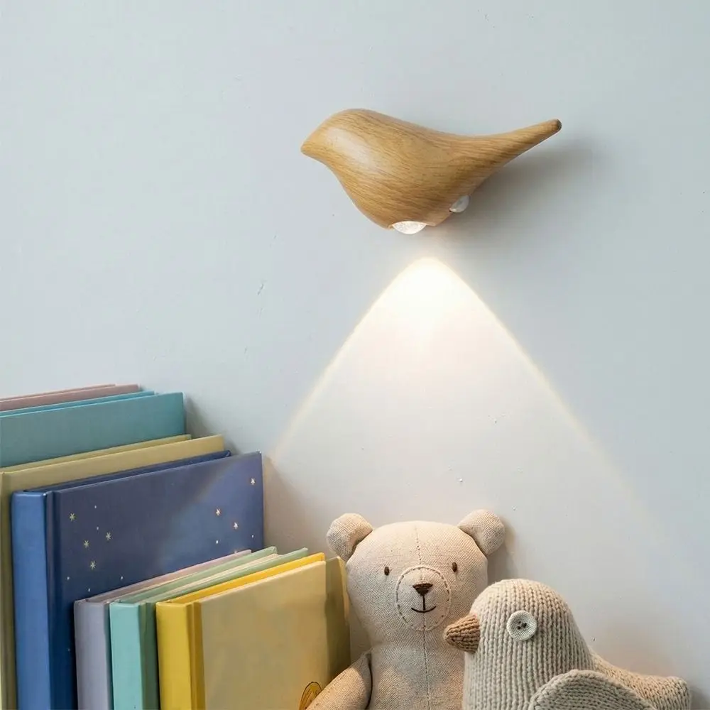 Warm Glow LED Bird Sconce Dimmable Touch Switch Bird Shaped Decorative Lamp Motion Sensor Cordless Install Magnetic Wall Lamp