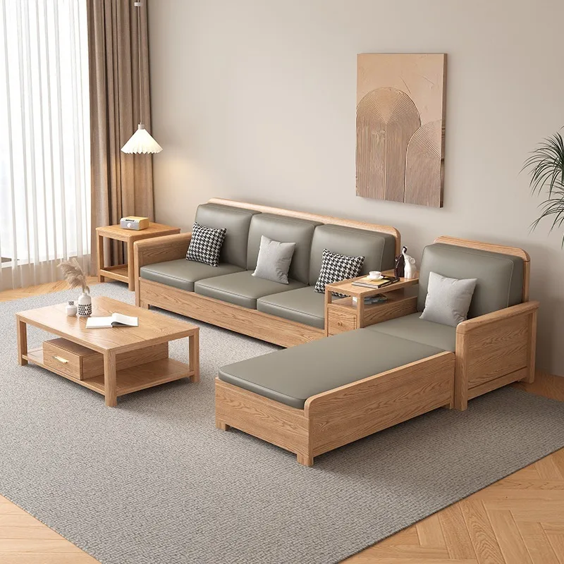 

Диван из массива дерева из скандинавского ясеня, зимняя и летняя комбинация двойного назначения, современная простая маленькая квартира, гостиная, хранилище, журнал
