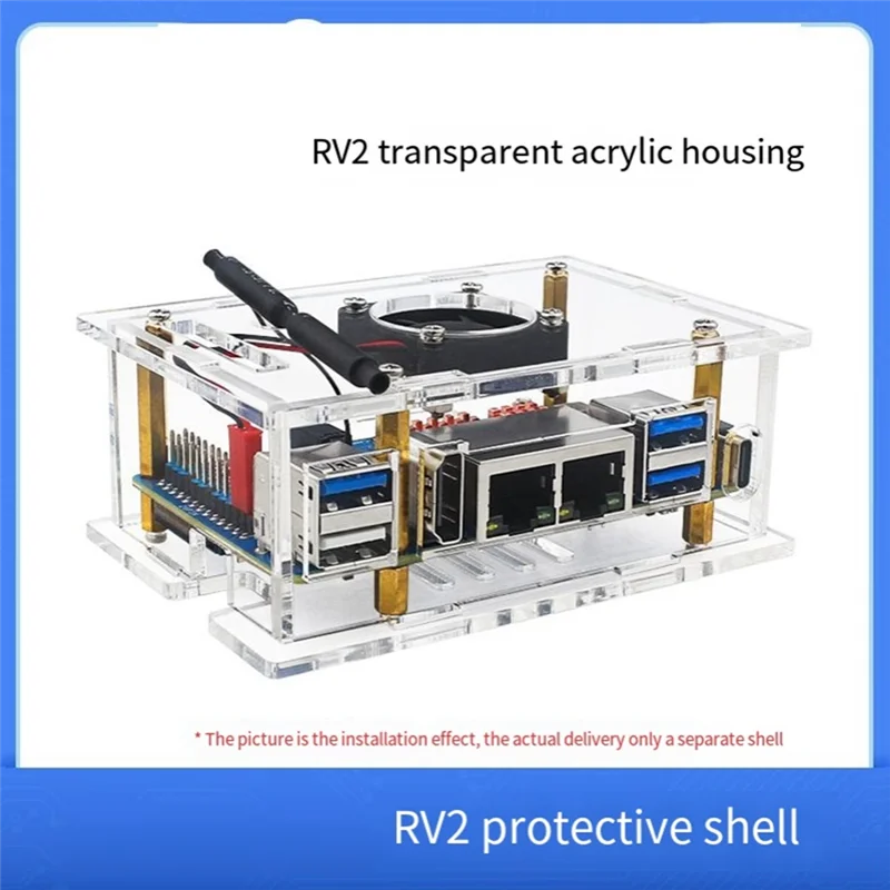 JABS-مروحة تبريد للوحة تطوير Orange Pi RV2 غلاف أكريليك صندوق تبريد شفاف B