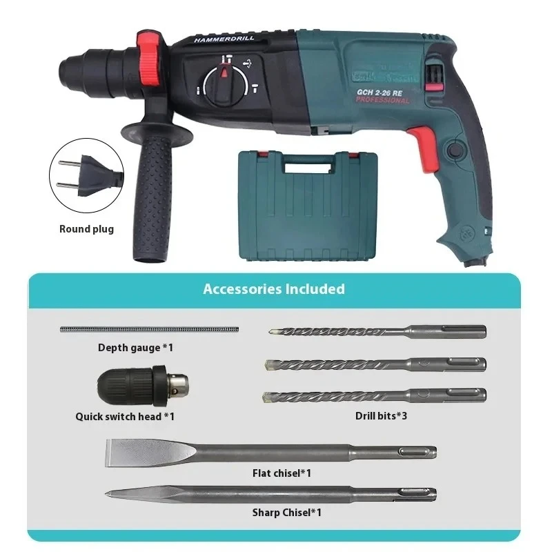Round-Handle , Large-Power Concrete -In-One Impact , Three-Use 26 Lightweight Plug-In Electric Hammer