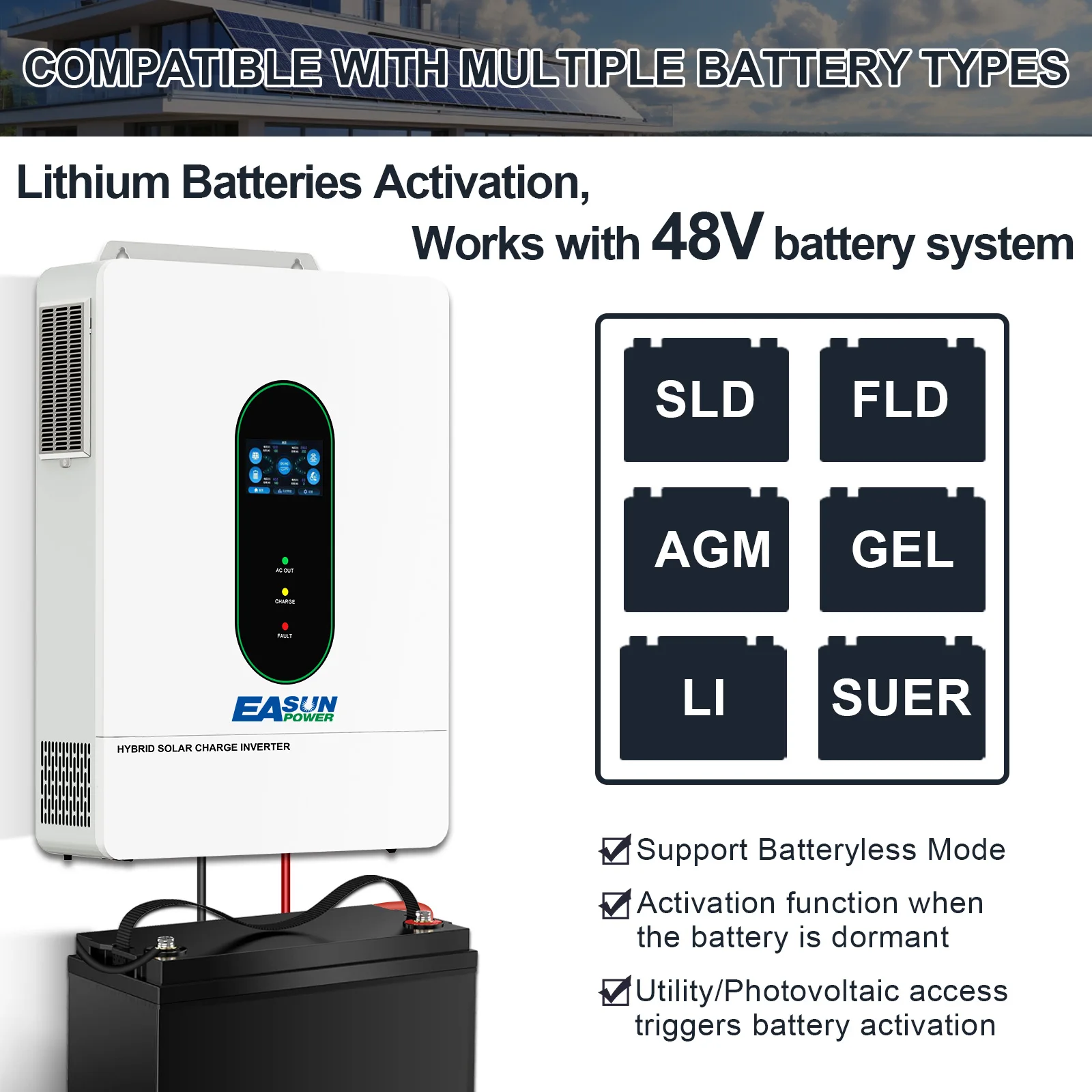 EASUN POWER 12KW Split Phase Grid-Tied Solar Inverter 240V MPPT with WIFI Parallel Communication Solar Controller US Stock image 5