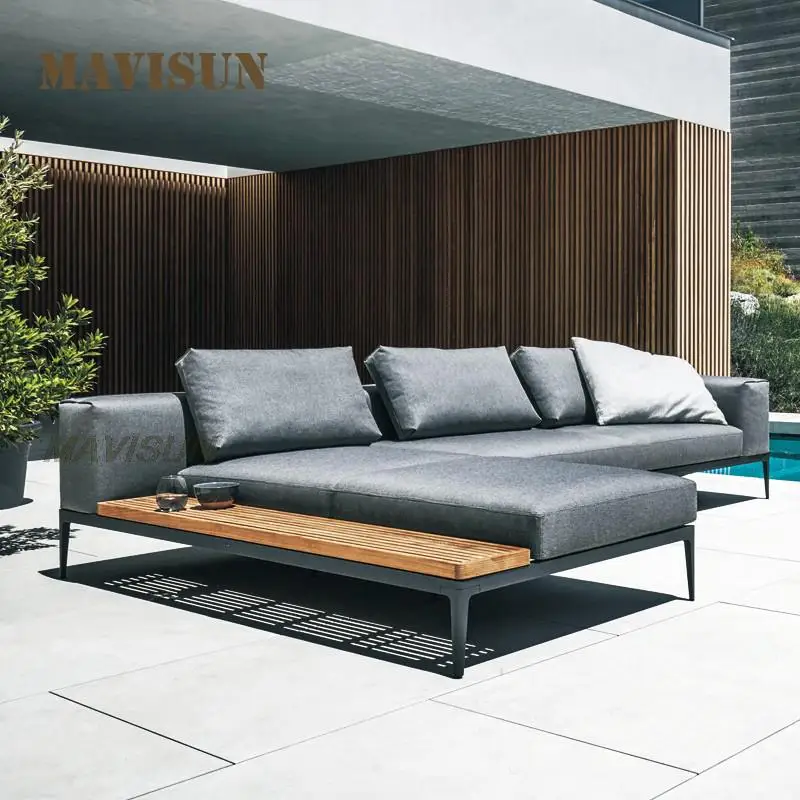 Outdoor Sofa Villa Courtyard Tarpaulin Leisure Simple Small Apartment Open-Air Balcony Solid Wood Coffee Table Patio Sofa Set