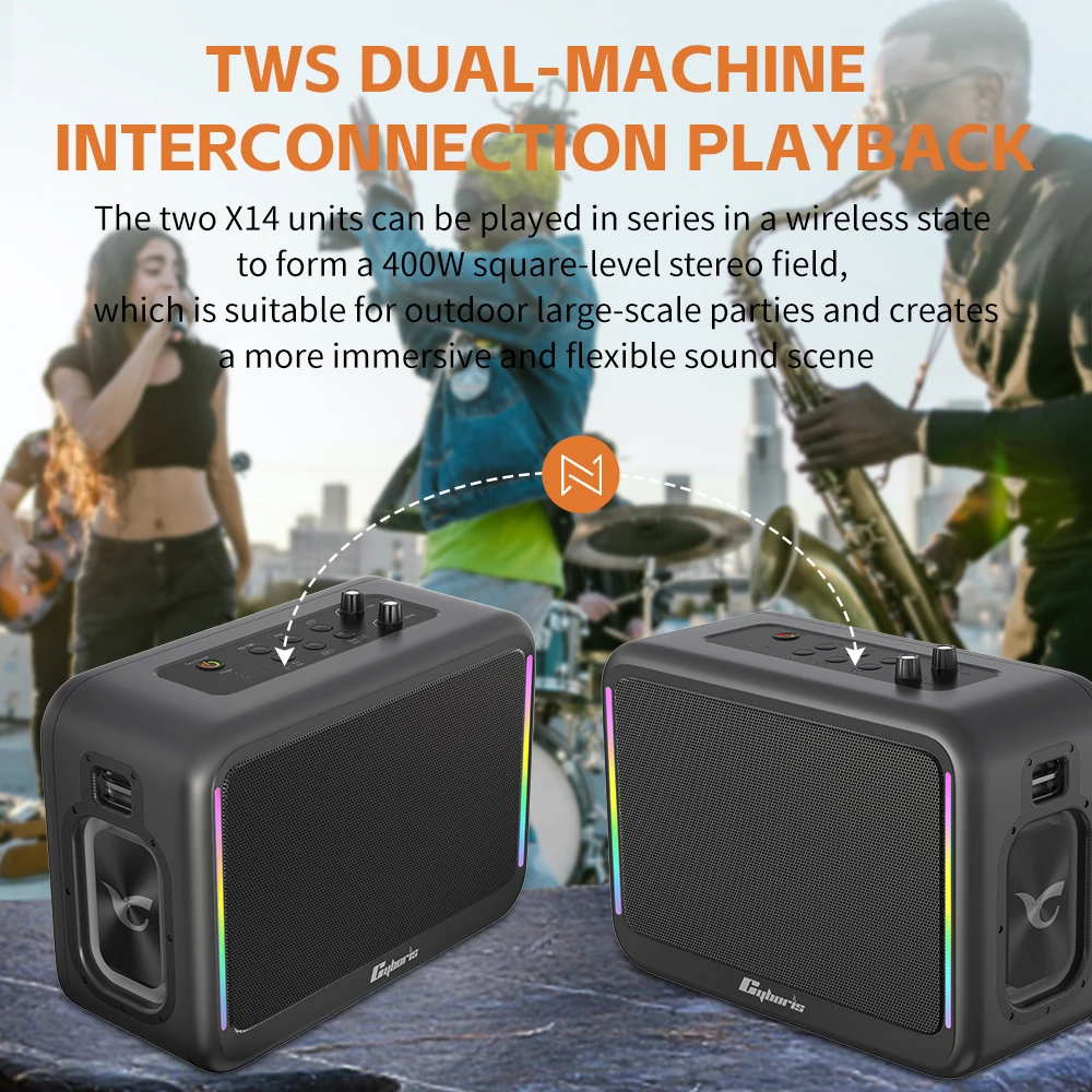 Family Party X14 200W Kolaoke Altoparlante Subwoofer Divisione tripla di frequenza Hifi Stereo Bass Boombox portatile wireless esterno