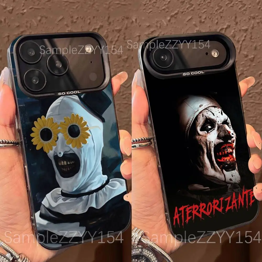 

Horror T-Terrifier Movie 3 Phone Case For iPhone 17,16,15,14,13,12,X,8,Pro,Max,Plus,E,SE4,Air,Mini Black IMD Matte