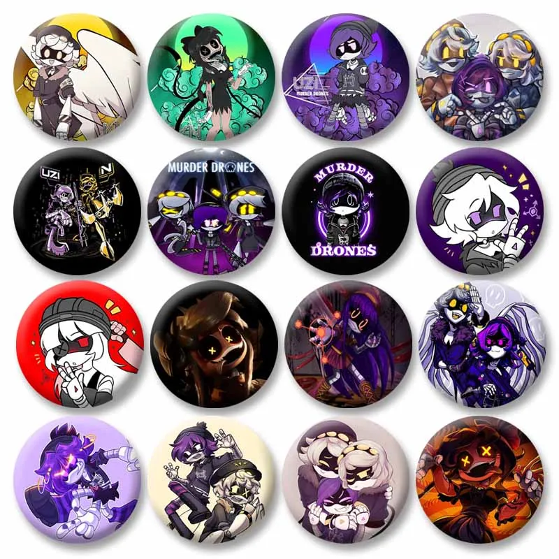 Funny Cartoon N Uzi Cyn Coin Brooches Plastic Button Pins Anime Character Cosplay Badge Clothes Bag Jewelry Gift for Kids Friend