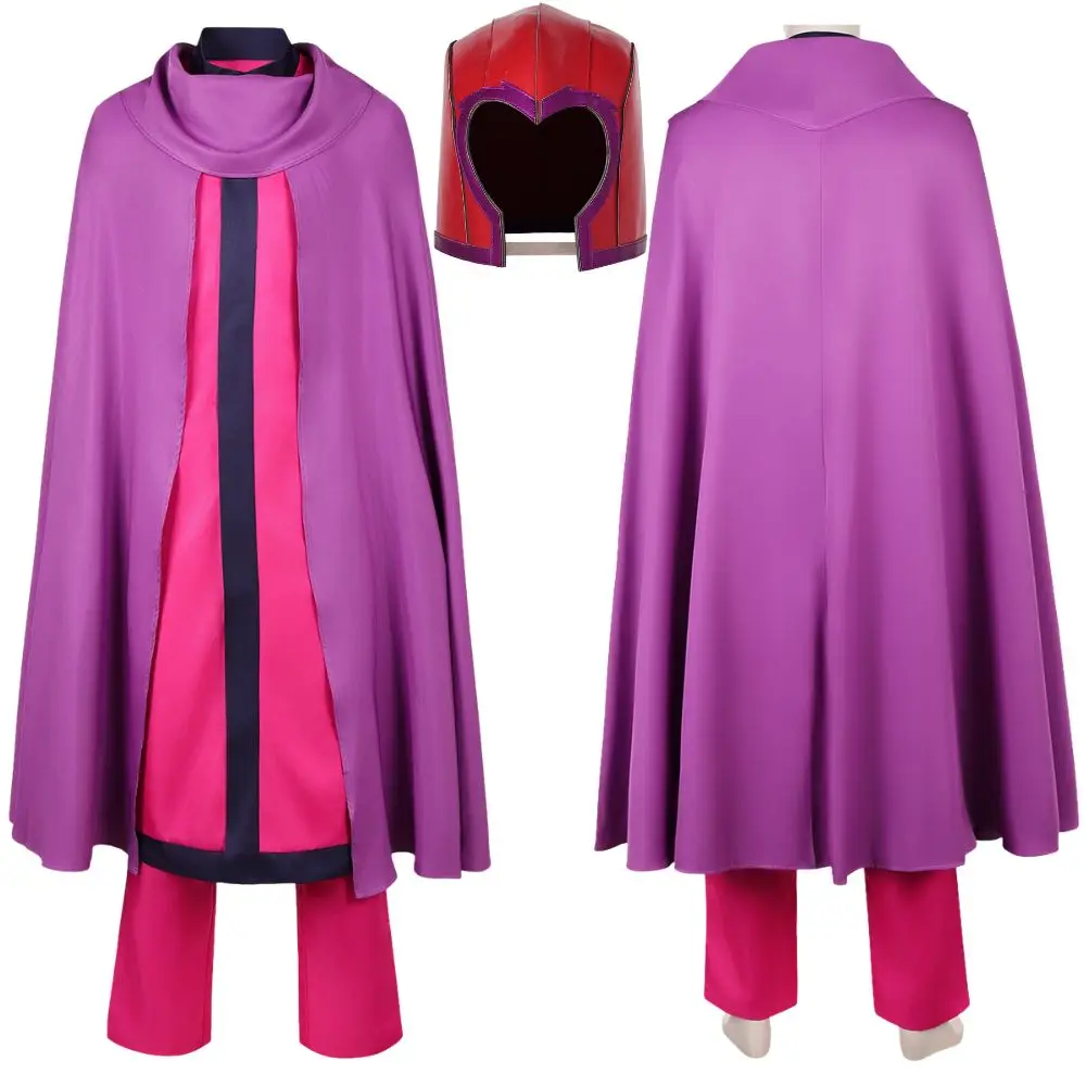 Fantasia Magneto Cosplay Hood Costume Pants Gloves Helmet Set for Adult Men Clothing Roleplay Outfits Halloween Carnival Suit view 2