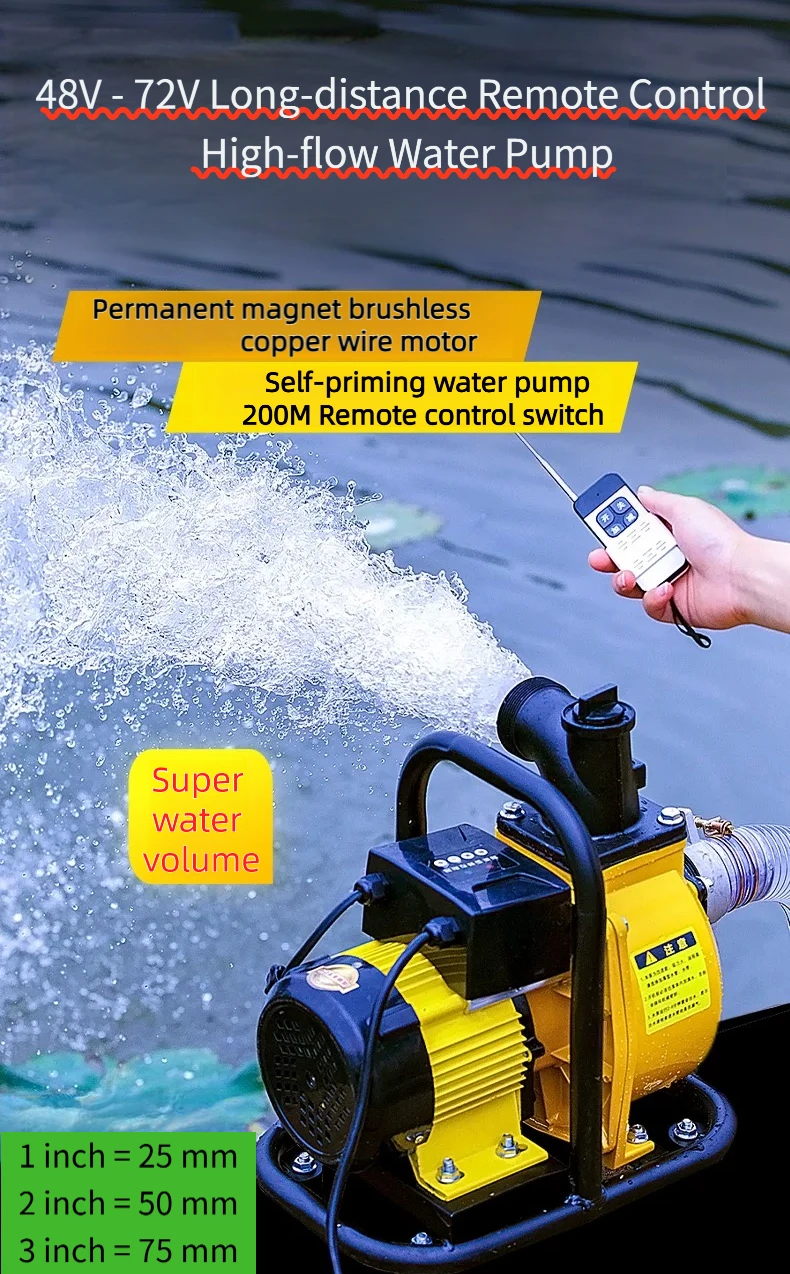 

Универсальный портативный солнечный насос 48-72В для полива и орошения в сельском хозяйстве, работающий от аккумулятора.