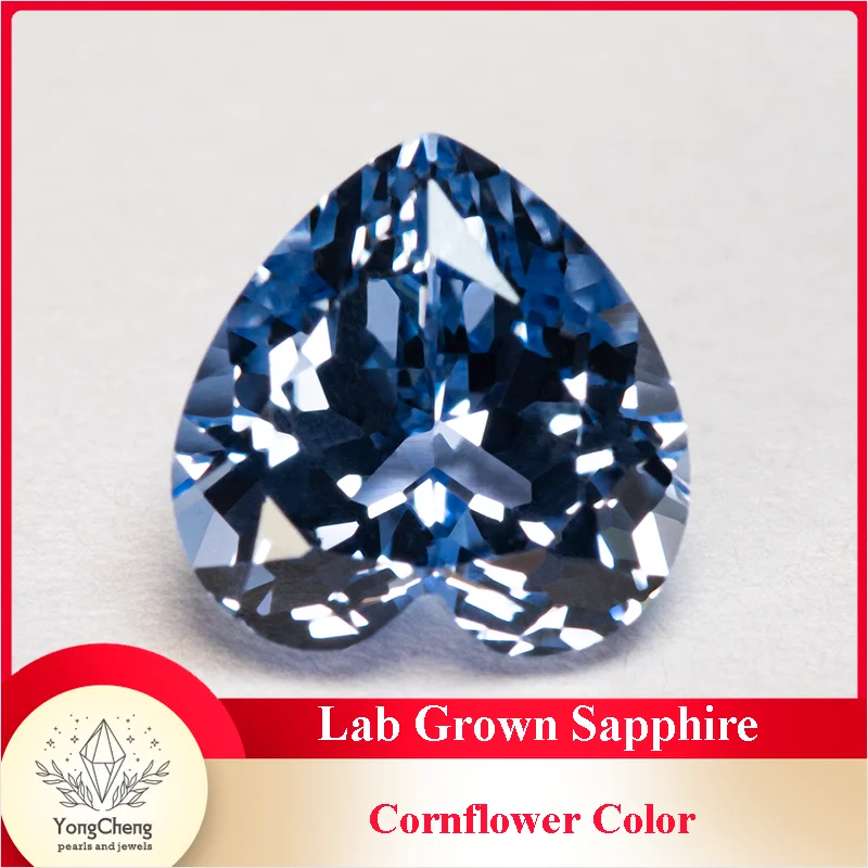 

Lab Grown Sapphire Cornflower Color Heart Shape for Charms Jewelry Making DIY Ring Necklace Earrings Materials AGL Certificate