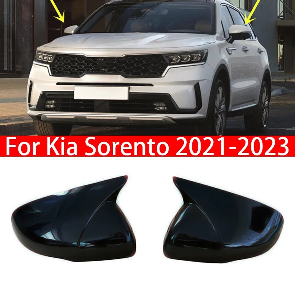 

For Kia Sorento 2021 2022 2023 Car Rearview Side Mirror Cover Wing Cap Exterior Door Rear View Case Trim Sticker Carbon Fiber