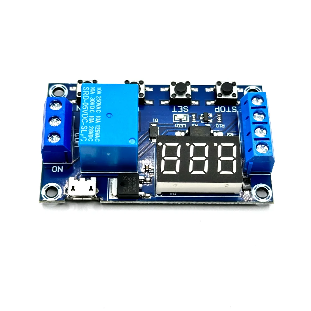 1 Channel 5V Relay 6-30V Relay Module OFF/ON Switch Trigger Time Delay Circuit Timer Cycle 999 minutes Adjustable XY-J02