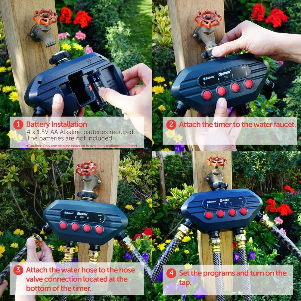 93443 4-Zonen-Bluetooth-Wassertimer |, Edelstahls ch eiben