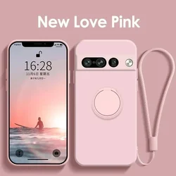 Magnetyczny uchwyt pierścieniowy z płynnym silikonowym etui na telefon Google Pixel 9 8 8A 7 Pro XL 7A 6A Candy Color Shockproof Soft Cover