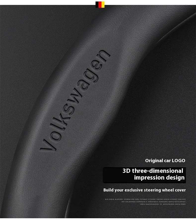 Car AntiSlip Leather Steering Wheel Cover For Volkswagen Magotan Passat Golf GTI Tiguan Touareg Polo Arteon Beetle T-ROC T-Cross