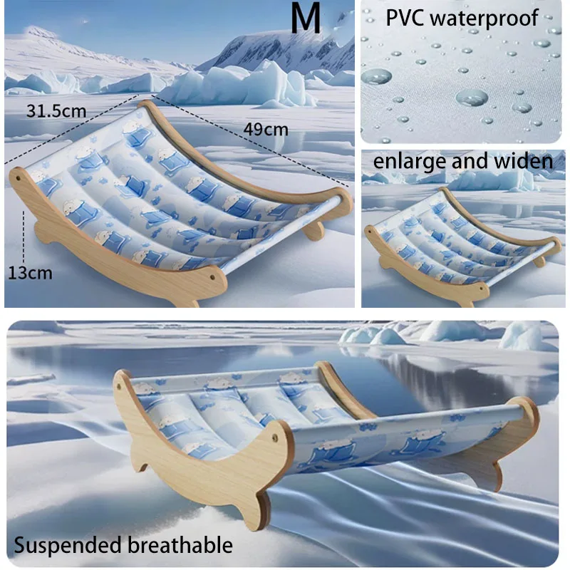Detachable Pet Recliner Moisture-proof Comfortable Pet Cooling Mat Waterproof Cartoon Pattern Summer Cool Nest Bedroom