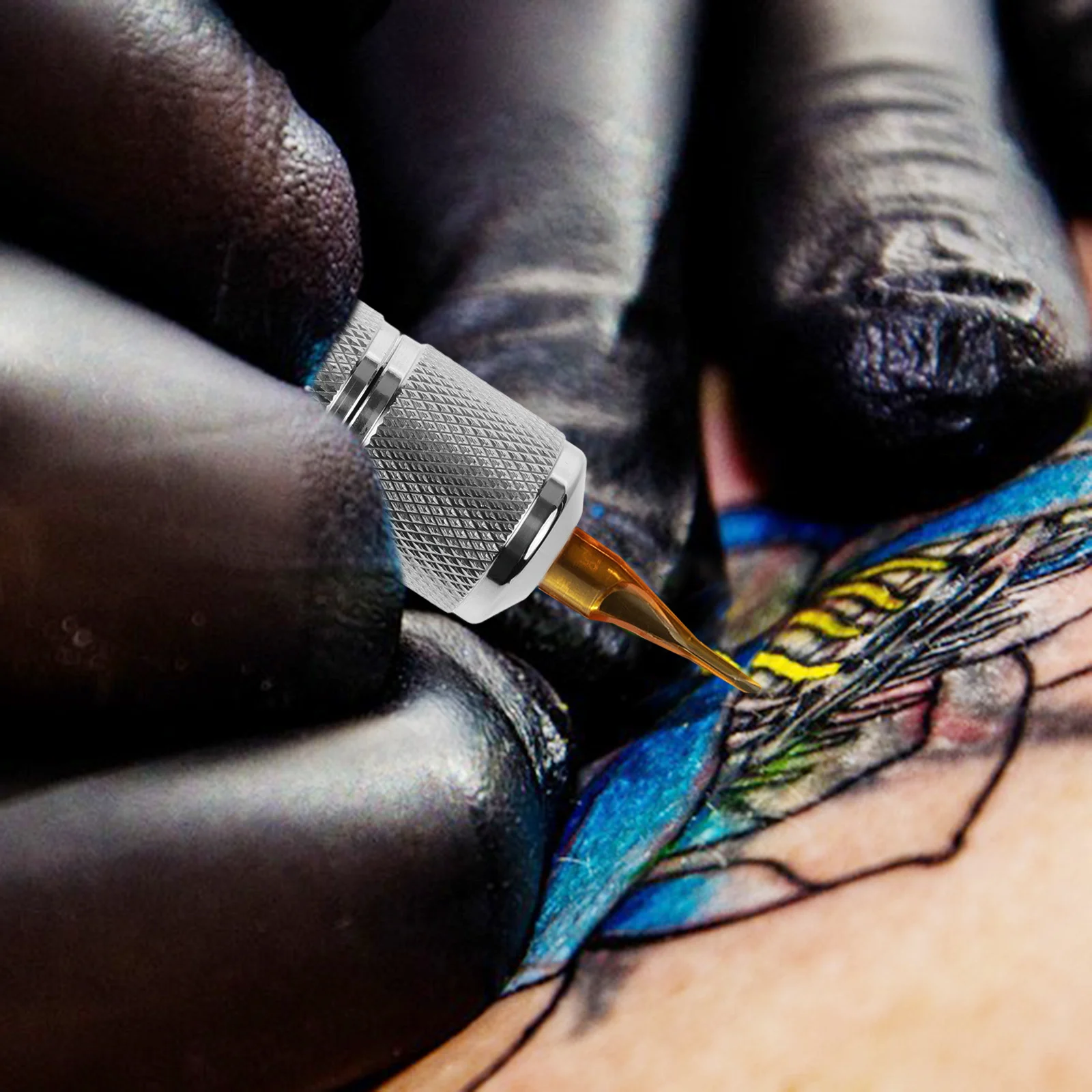 

Ручка для татуировки из нержавеющей стали, самоблокирующаяся, прочная, нескользящая металлическая ручка, подходит для большинства трубок, профессиональный боди-арт