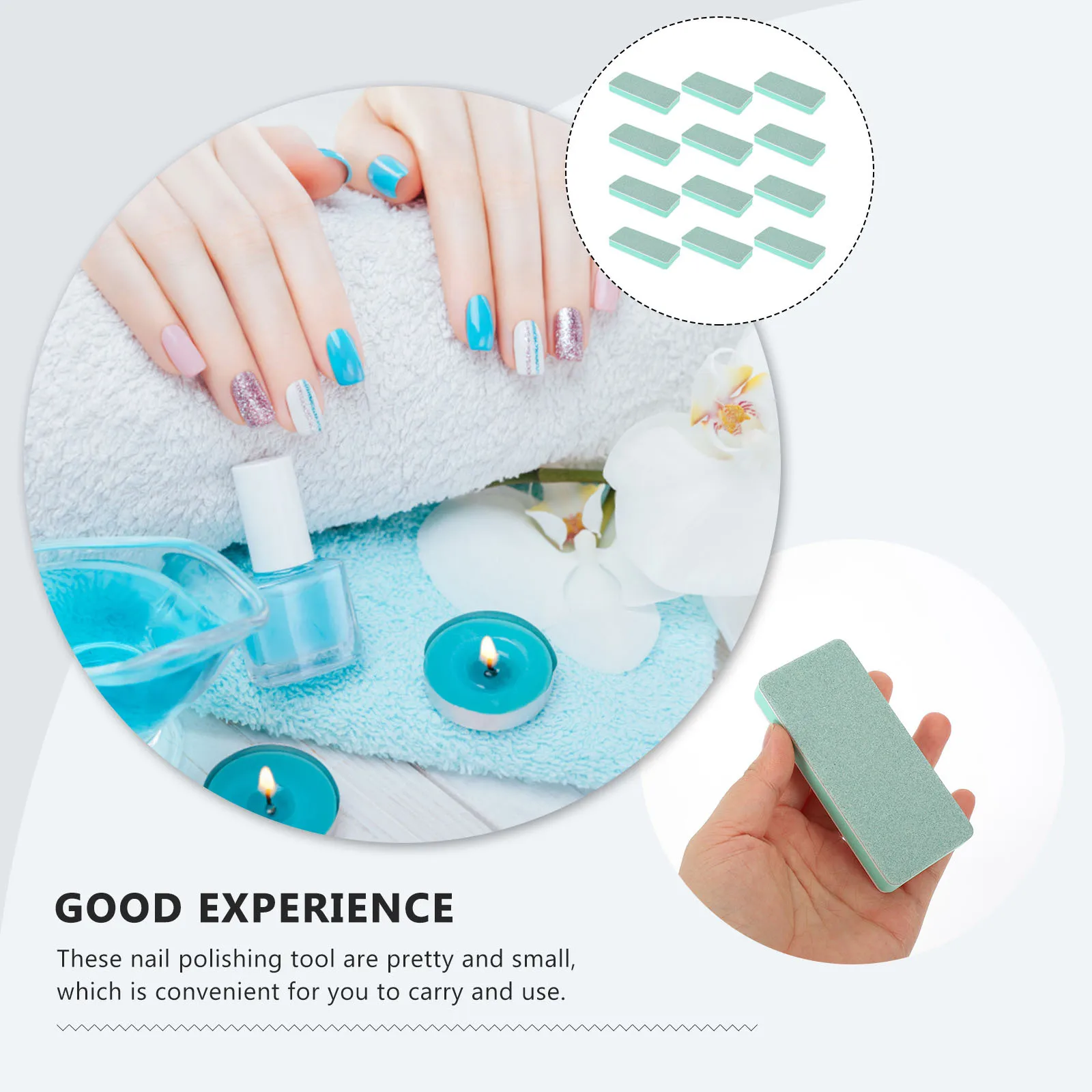 12 Stück Nagelpolierblöcke, Maniküre-Werkzeuge, tragbare Nagelpflege-Polierplatten zum Glätten, Formen, Entfernen von Nagellack