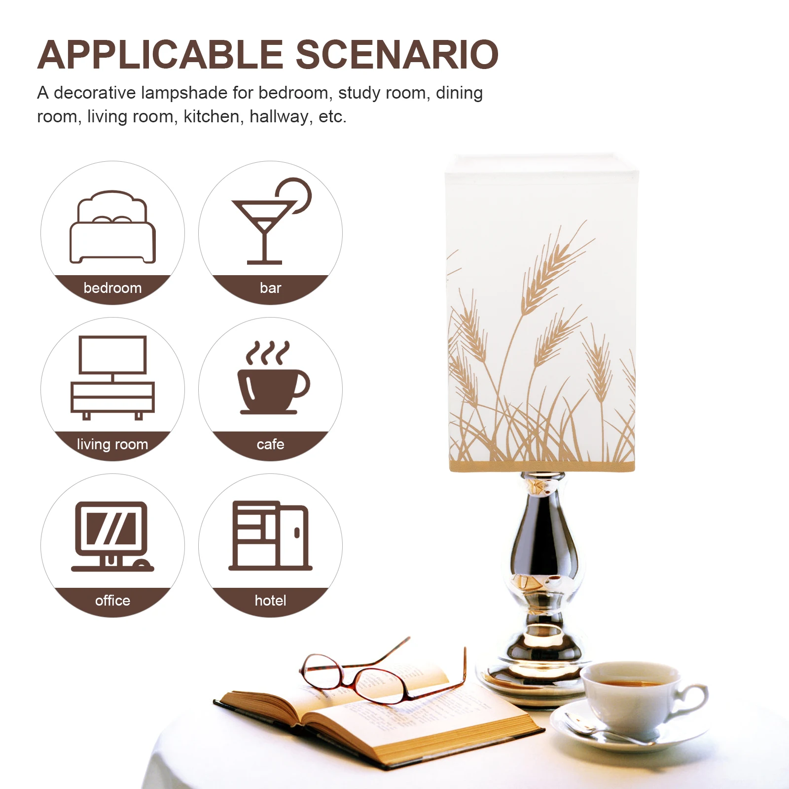 

Square Fabric Lampshade Table Floor Wall Cover Cloth Replace Bedside Golden Modern Bedroom Living Room Lighting Accessories