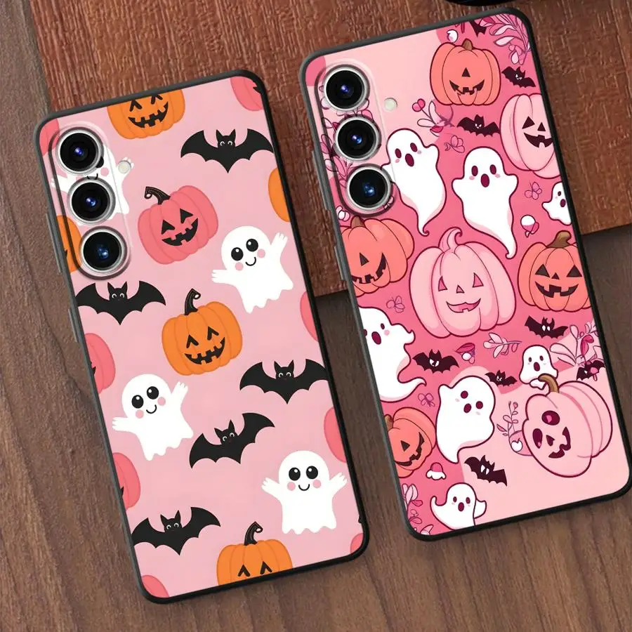 Cartoon Halloween Ghost Black Soft Phone Cover Case for Samsung Galaxy A51 A73 A32 A22 A52 A35 A25 A71 A41 A24 A55 A26 A72 A23