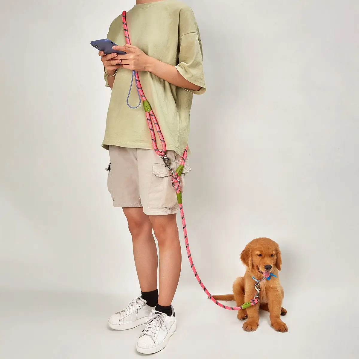 【セール中】ワンツー/ワンツーワン犬用リード、伸縮リード、耐破裂、耐破損、ペット用品、犬用散歩リード、ランニング中に犬を散歩させるのに適しています、ダブルフックデザインとツーインワントレーニングリード、小型犬、中型犬、大型犬に適しています