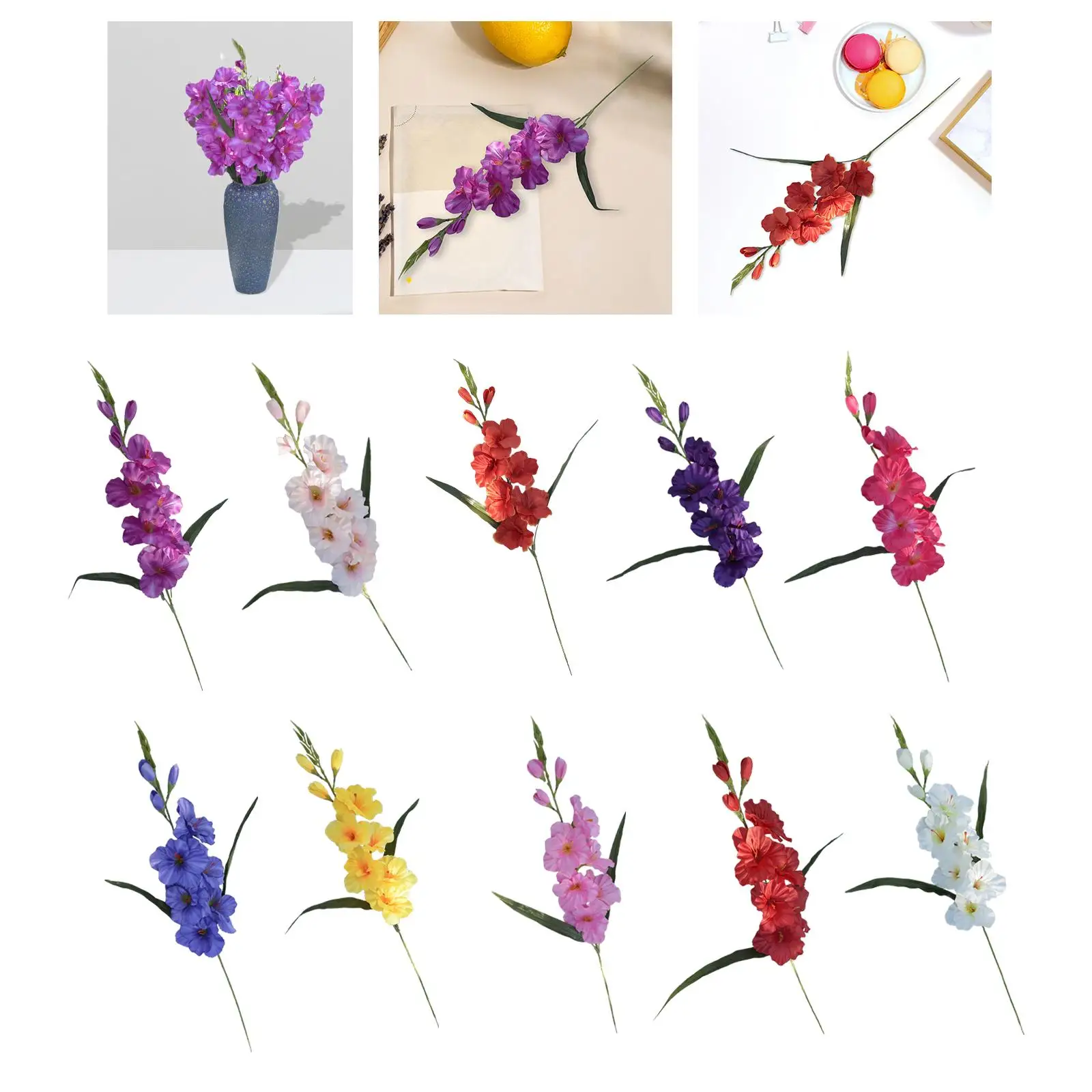 Artificial Gladiolus Flower Table Centerpieces Vivid Wedding Gladiolus Flower for Valentine's Day Party Office Festival Decor