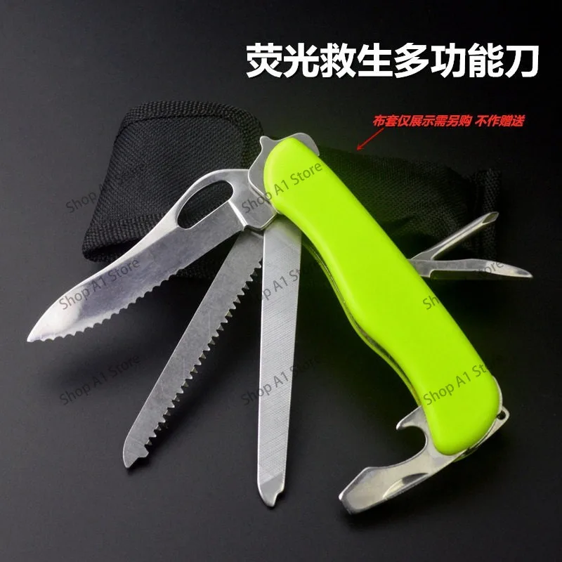 Fluorescent life-saving multi-functional knife Car survival window breaker Rescue tool knife Multi-purpose camping vehicle