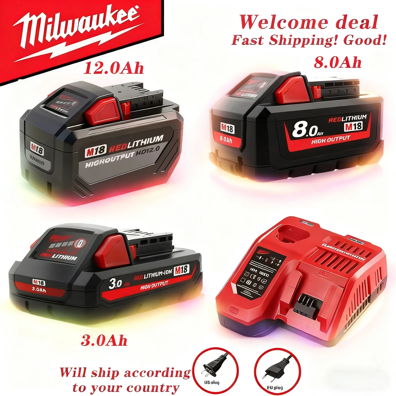 

48-11-1813/FB12 Replacement Lithium Ion Battery - Milwaukee M18 12Ah 15-Cells High-Power,for 48-11-1815 48-11-1850 Power Tools