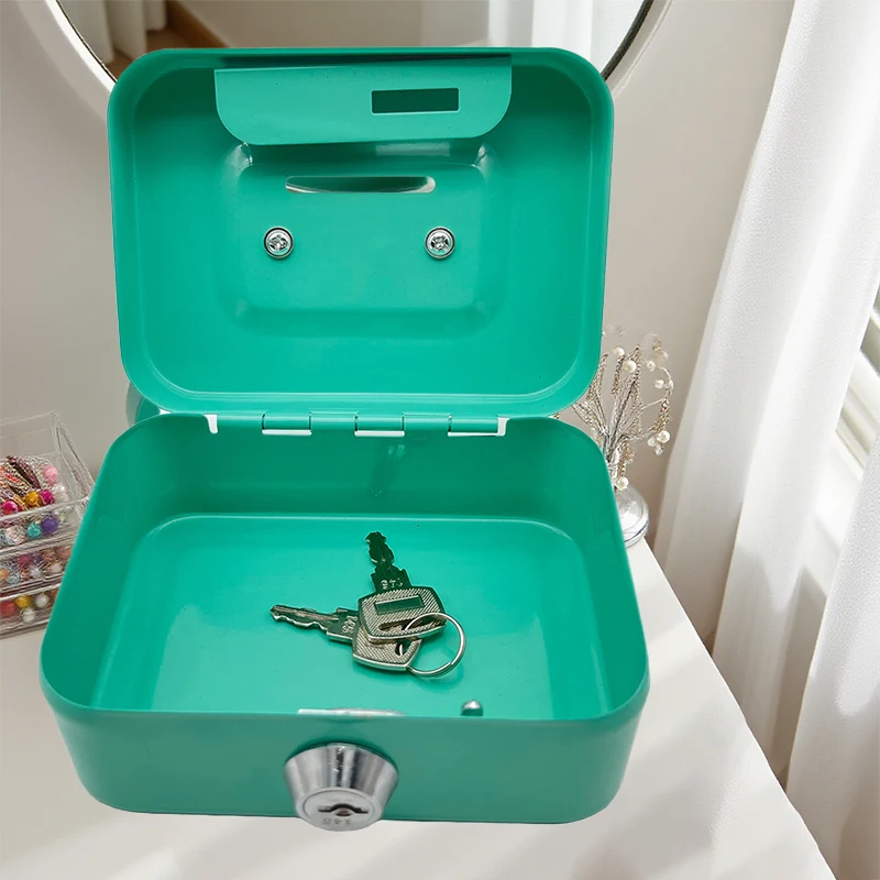 صندوق أمان المال، صندوق نقود قابل للقفل مع مفتاح، صندوق أصبع محمول مصنوع من المعدن، صندوق قفل أمان صغير، صناديق عملات معدنية قوية للأطفال #5