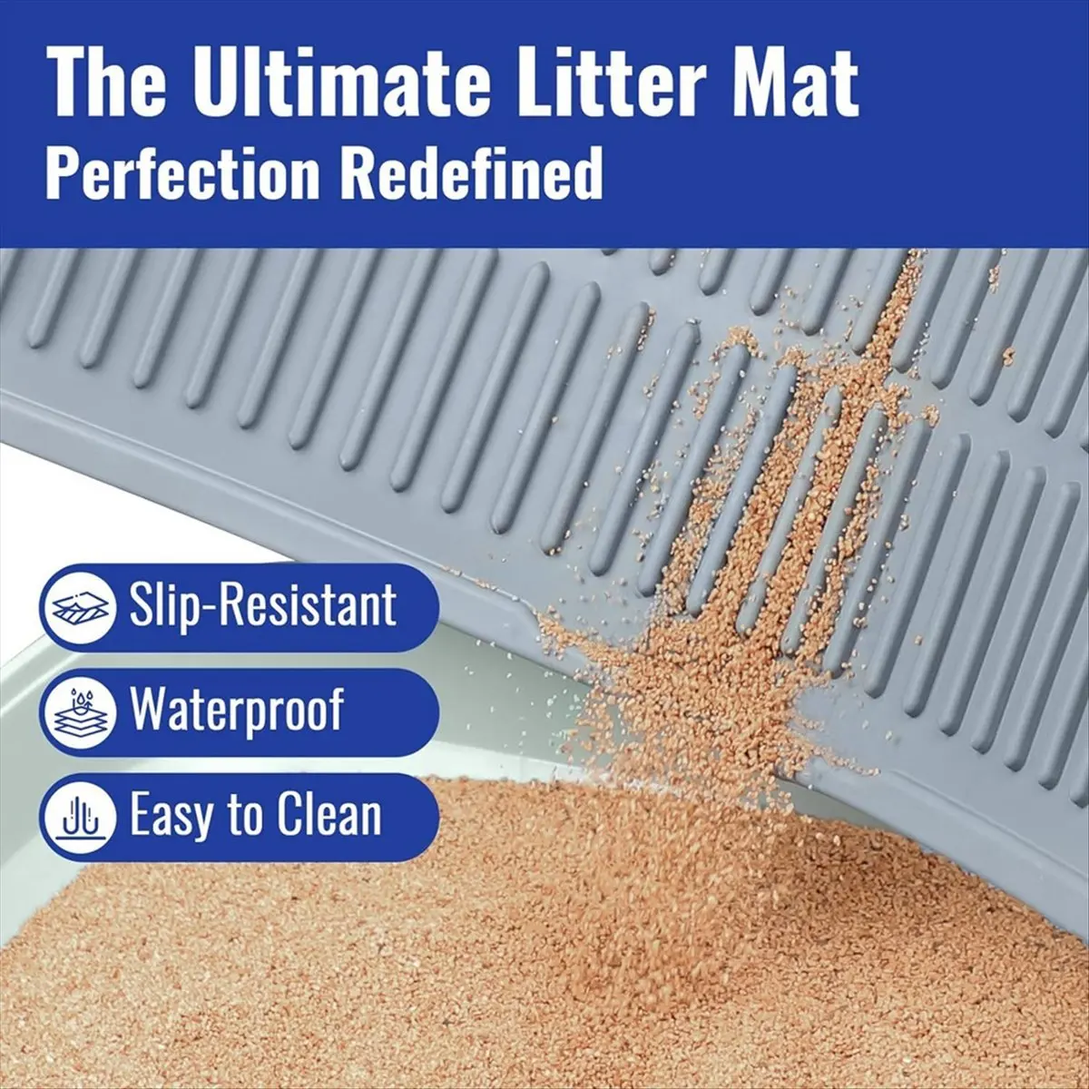 

*X07A Silicone Cat Litter Mat,24in X 15in Cat Litter Mat, Litter Trapping Mat, Waterproof Under Litter Box Mats,Litter Catcher