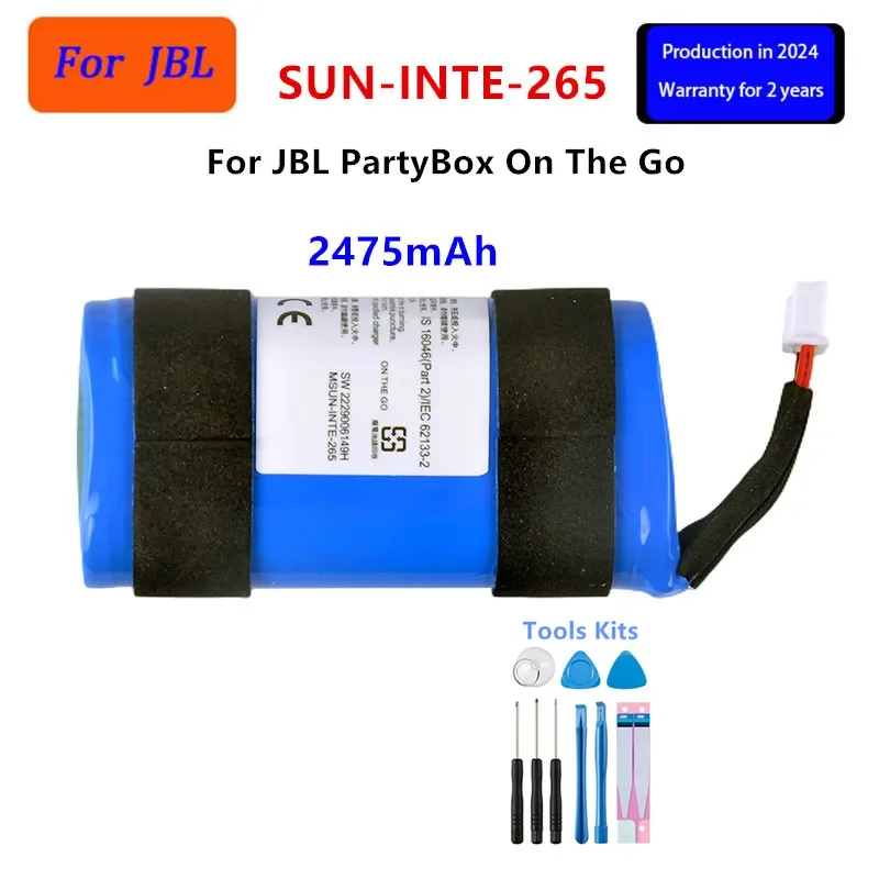 

Original SUN-INTE-265 2475mAh For JBL PartyBox On The Go/OnTheGo Bluetooth Wireless Speaker Replacement Battery+Tools .