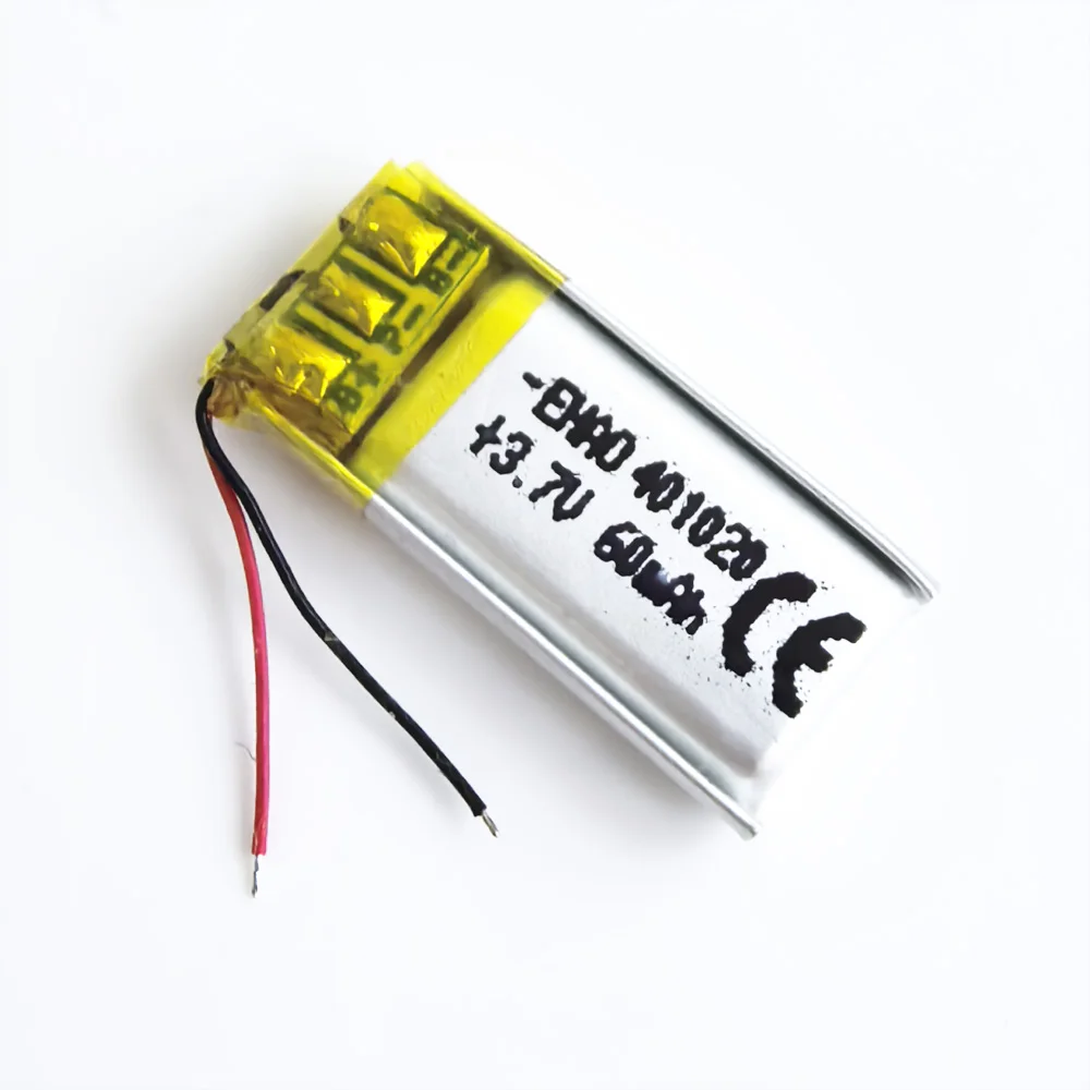 2 قطعة 3.7 فولت 60 مللي أمبير بطارية ليثيوم بوليمر ليثيوم بو قابلة للشحن 401020   لسماعة رأس بلوتوث Mp3 سماعة أذن ذكية