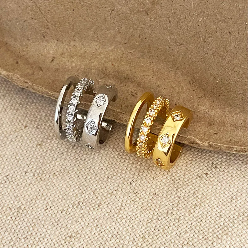 New Metal Zircon C-Shaped Ear Clip for Women  Simple Gold Color Geometric Hollow Ear Bone Clip Earrings Party Jewelry Gifts