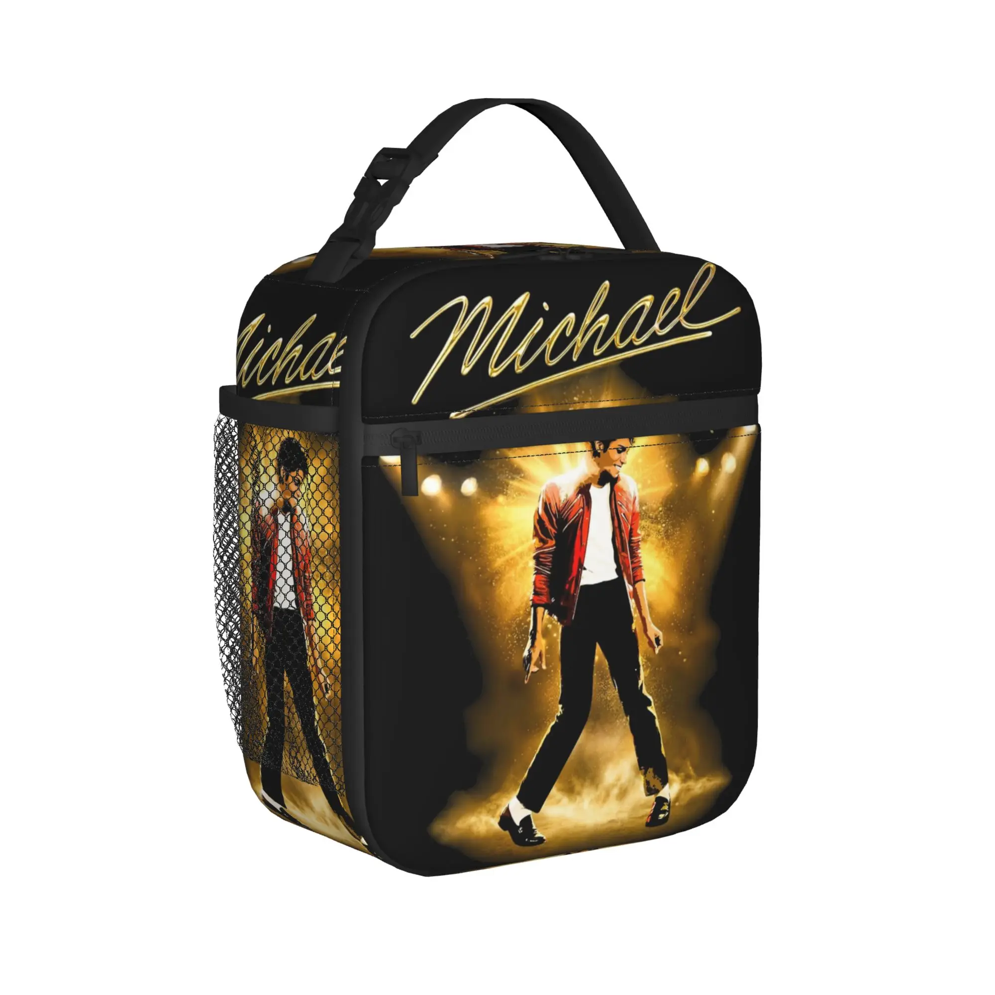 MJ King of Pop Halftone Michaels Jacksons Thermal Insulated Lunch Bags for Picnic  Portable Bento Box Cooler Thermal Lunch Boxes