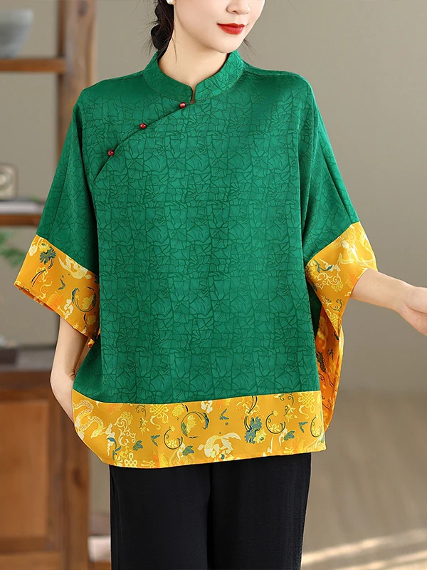 

New Summer Outlets Skin-friendly Comfortable Chinese Style Two-piece Set Fashionable Personality Button Design Traditional Na...