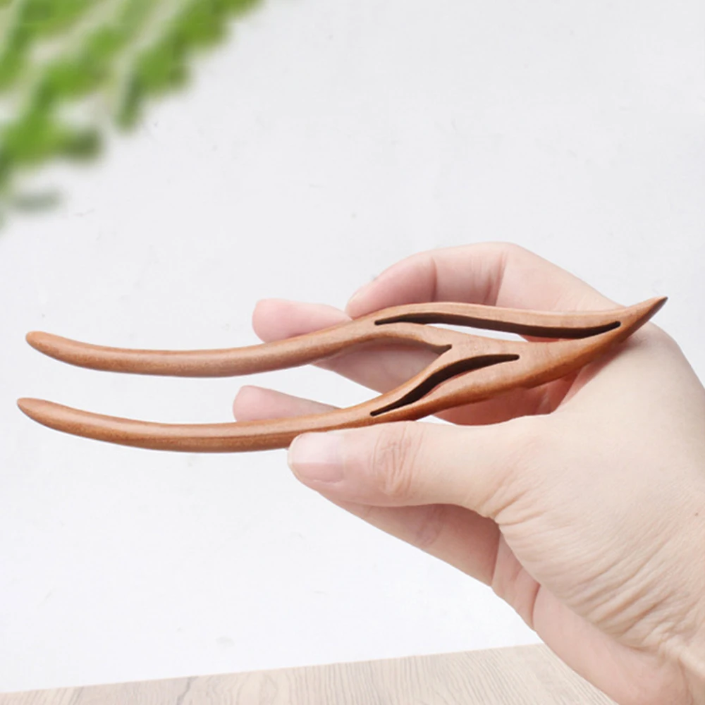 U Shaped Wooden Hair Sticks Forks Handmade Hairpins and Clips Creative Chinese Style Headpieces for Women Girls Ponytail Holder