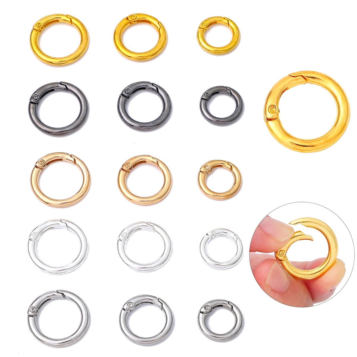 About10pcs Alloy Open Spring Ring, Circular Buckle, Open Circular Ring, Keychain, Luggage Buckle, Circular Hanging Buckle, Metal