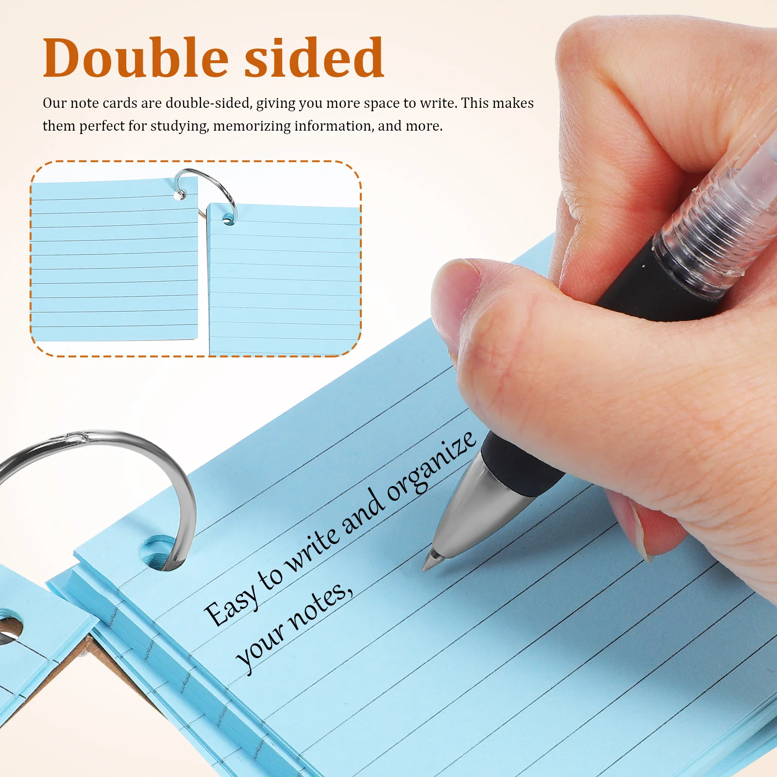 

150 pcs Ruled Index Color-Coded Flashcards For Studying Vocabulary Learning Memory Cards Double-Sided With Rings Colored Note