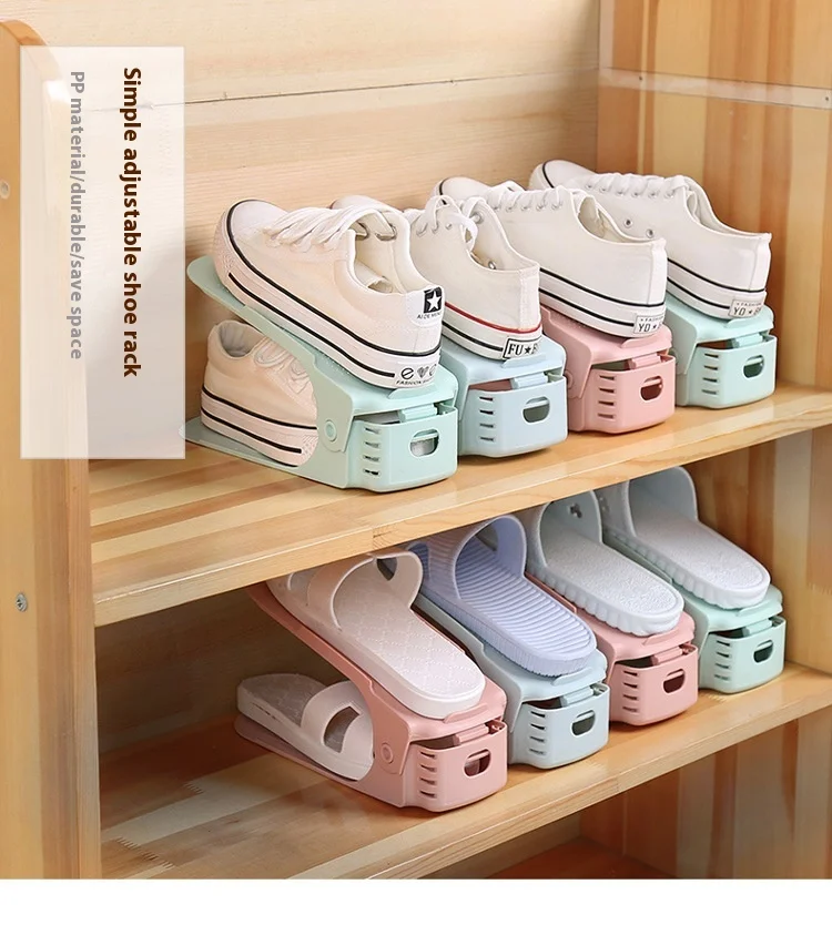 10pc Adjustable double-layer shoe rack, thickened and space saving shoe storage rack, flat bottomed high heel storage shoe rack image 2