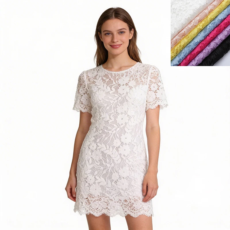 

5Meters 2026 New Lace Fabric Spring Summer Women Dress Fabrics Elastic DIY Garment Accessories Multi Colors In Stock Wholesale