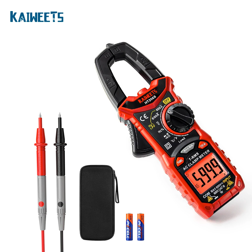 KAIWEETS HT206D Multi-function Digital Clamp Meter AC/DC Voltage Capacitive Tester Household Electrician  Meters