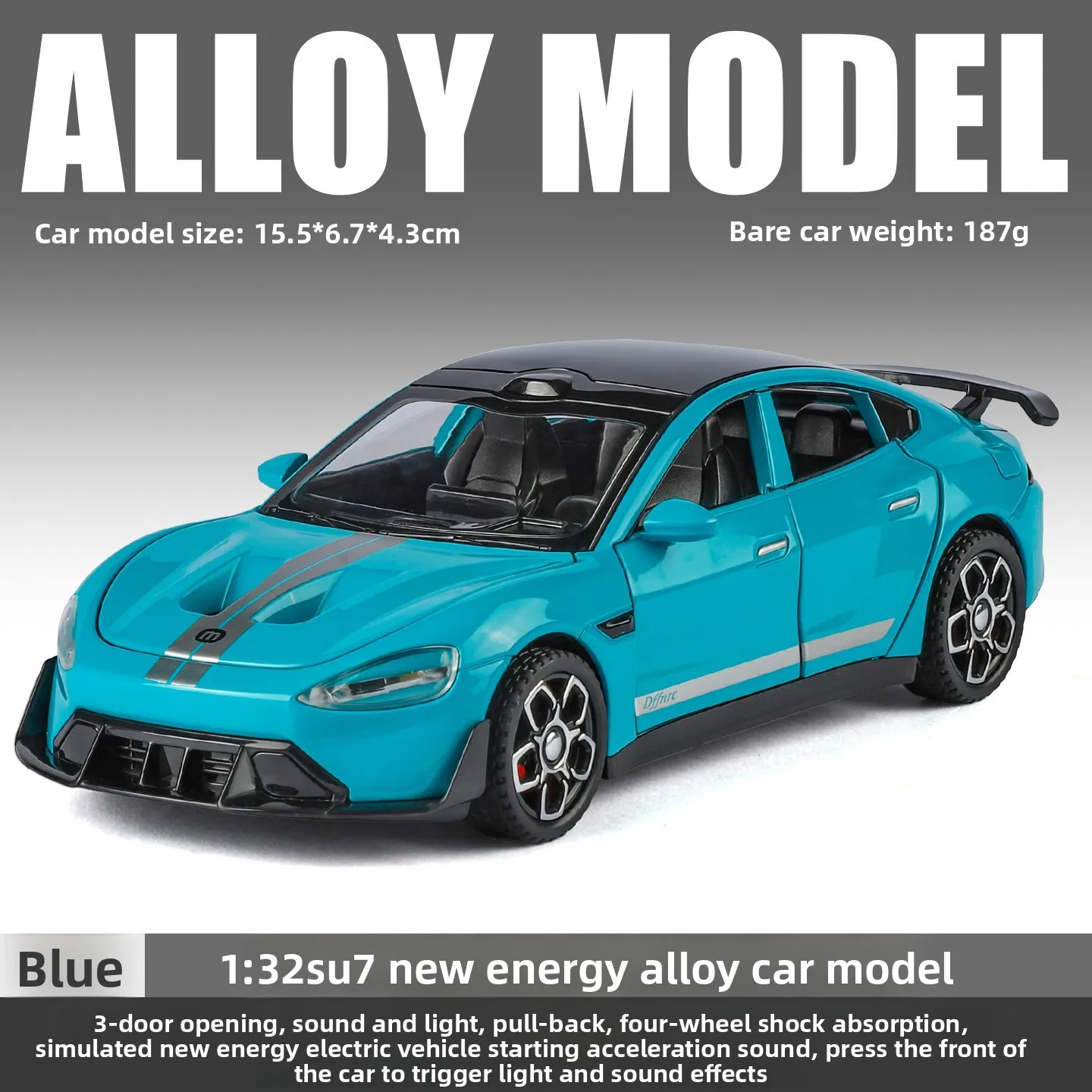 Modèle de voiture de sport en alliage SU7, Simulation 1: 32, son et lumière, nouvelle Collection avancée d'énergie, ornement, cadeau d'anniversaire pour enfants