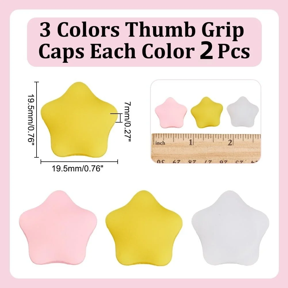 6PCS 3 Colors Thumb Grips Caps Cute Joystick Caps Cute Star Analog Grips Cover Compatible with Switch OLED /Switch 2/PS5/PS4