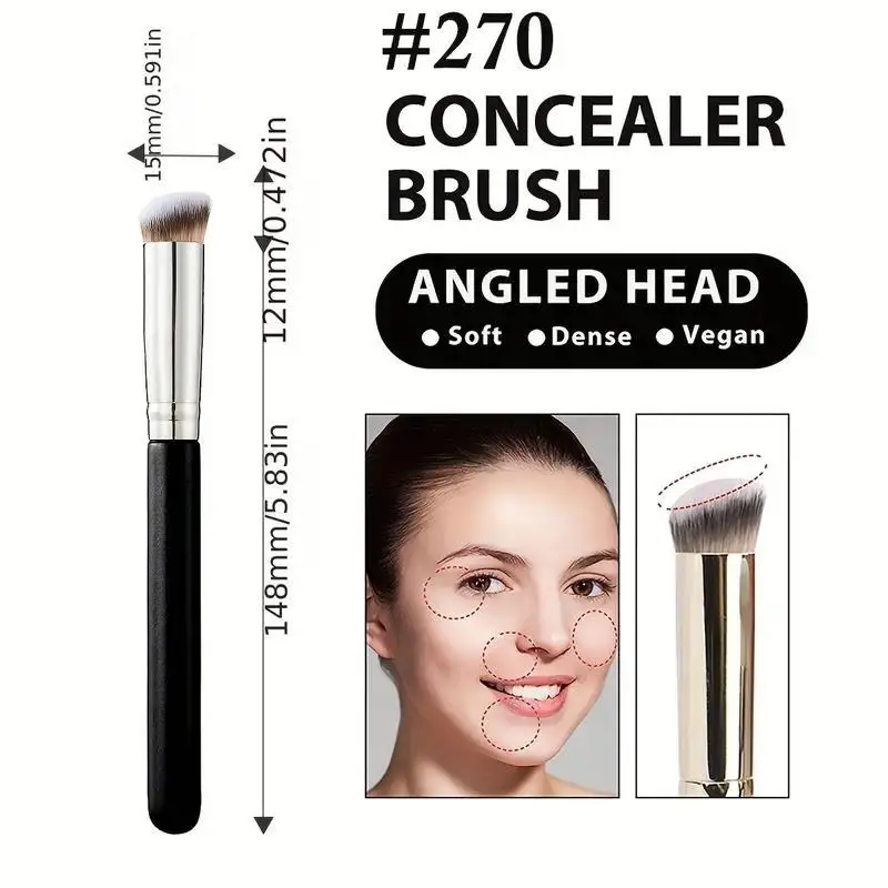 Concealerborstel 270, Flawless Foundation Eye Intense Face Makeup Brush, Premium Neuscontour Kabuki Blush Brush